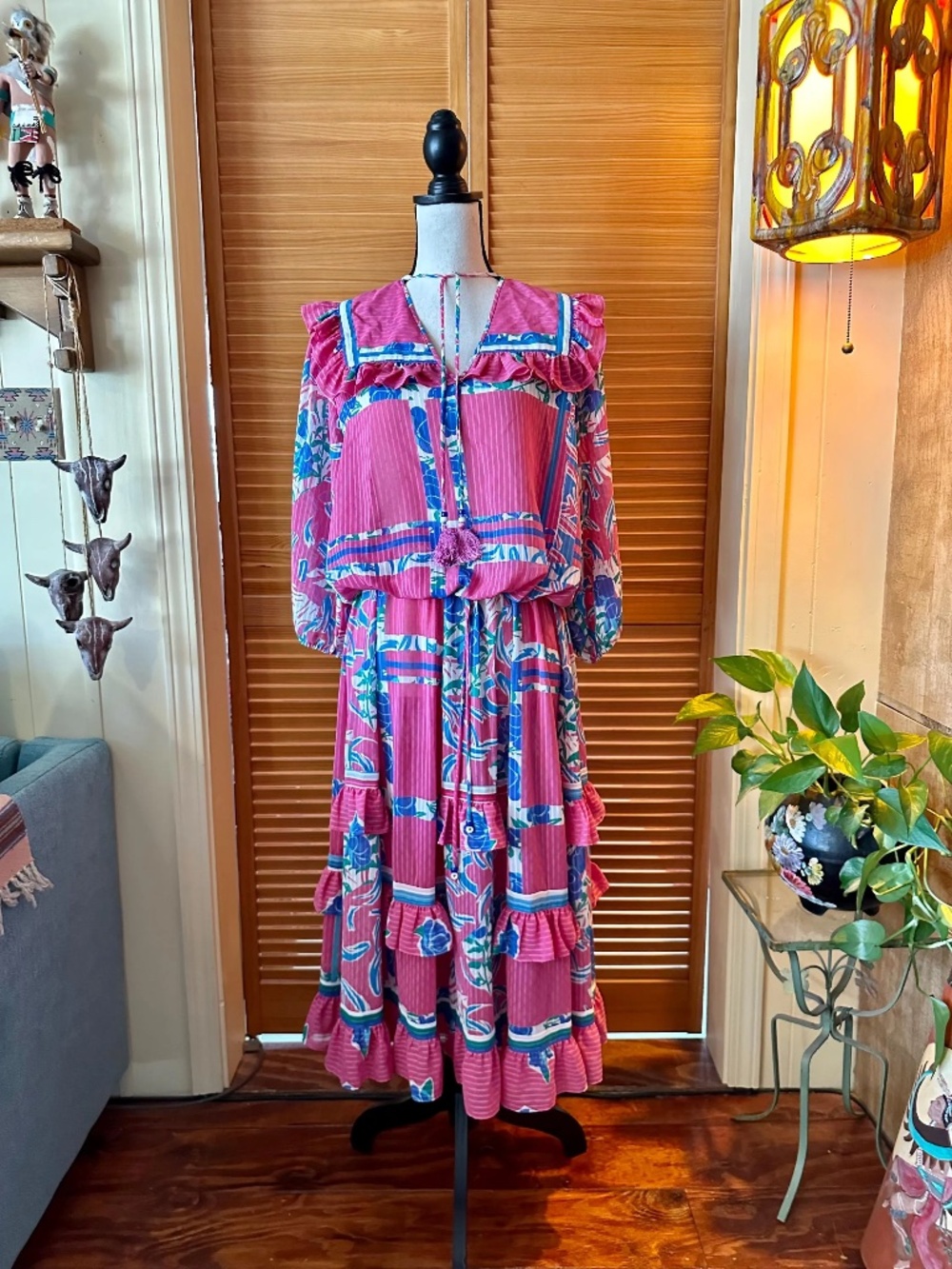 ViNTAGE DIANE FRES’ 2 Piece Gypsy DRESS Designer Eighties Dress Colorful